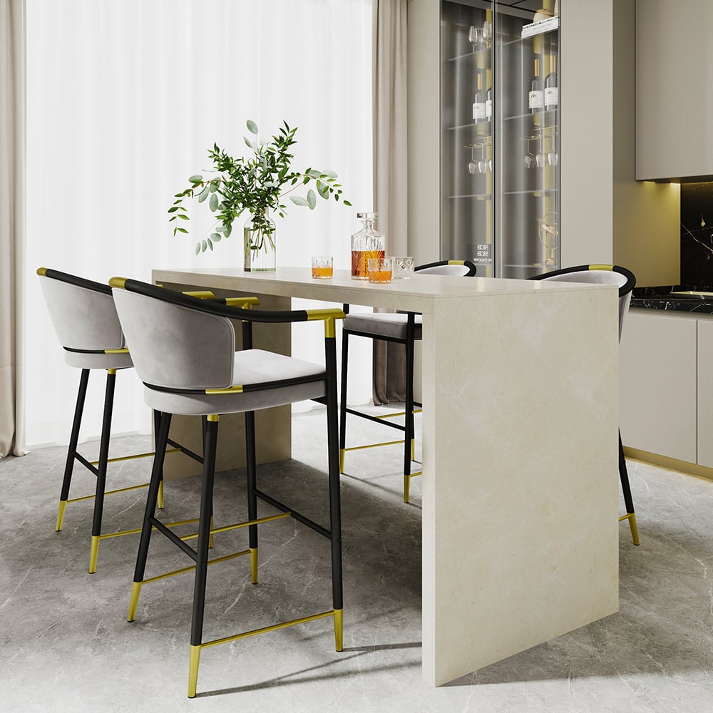 HMR - Craines Series Modern Velvet Upholstered Bar Stools