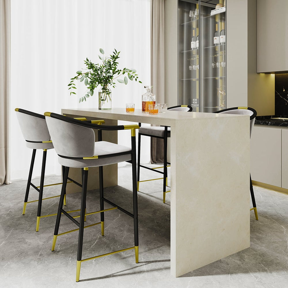 HMR - Craines Series Modern Velvet Upholstered Bar Stools
