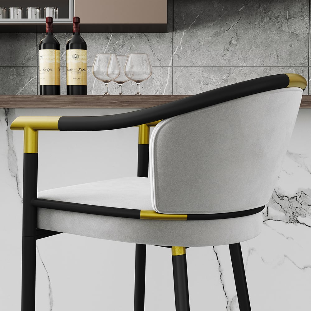 HMR - Craines Series Modern Velvet Upholstered Bar Stools