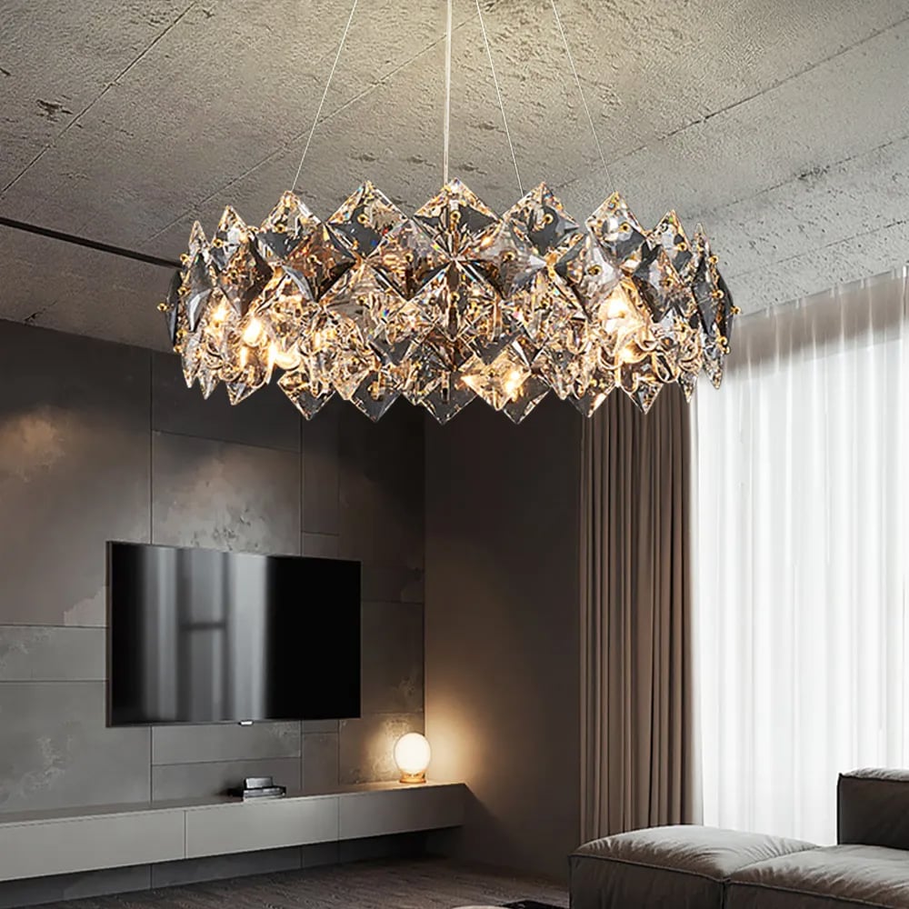 HMR - Crystack Crystal Modern Tiered Crystal Chandelier with Adjustable Cables
