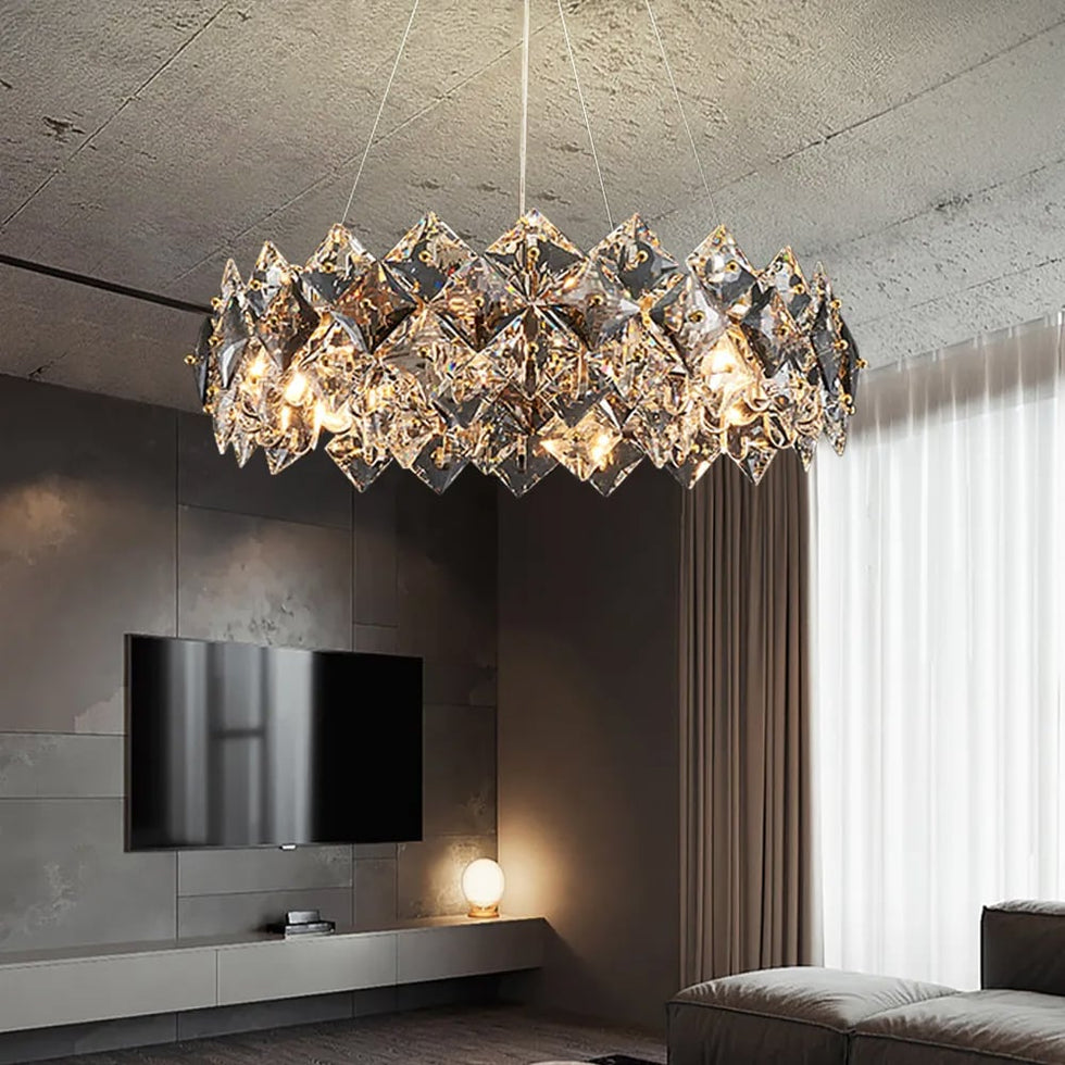 HMR - Crystack Crystal Modern Tiered Crystal Chandelier with Adjustable Cables