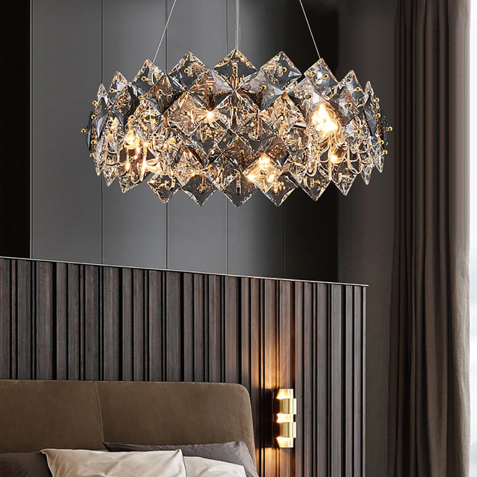 HMR - Crystack Crystal Modern Tiered Crystal Chandelier with Adjustable Cables