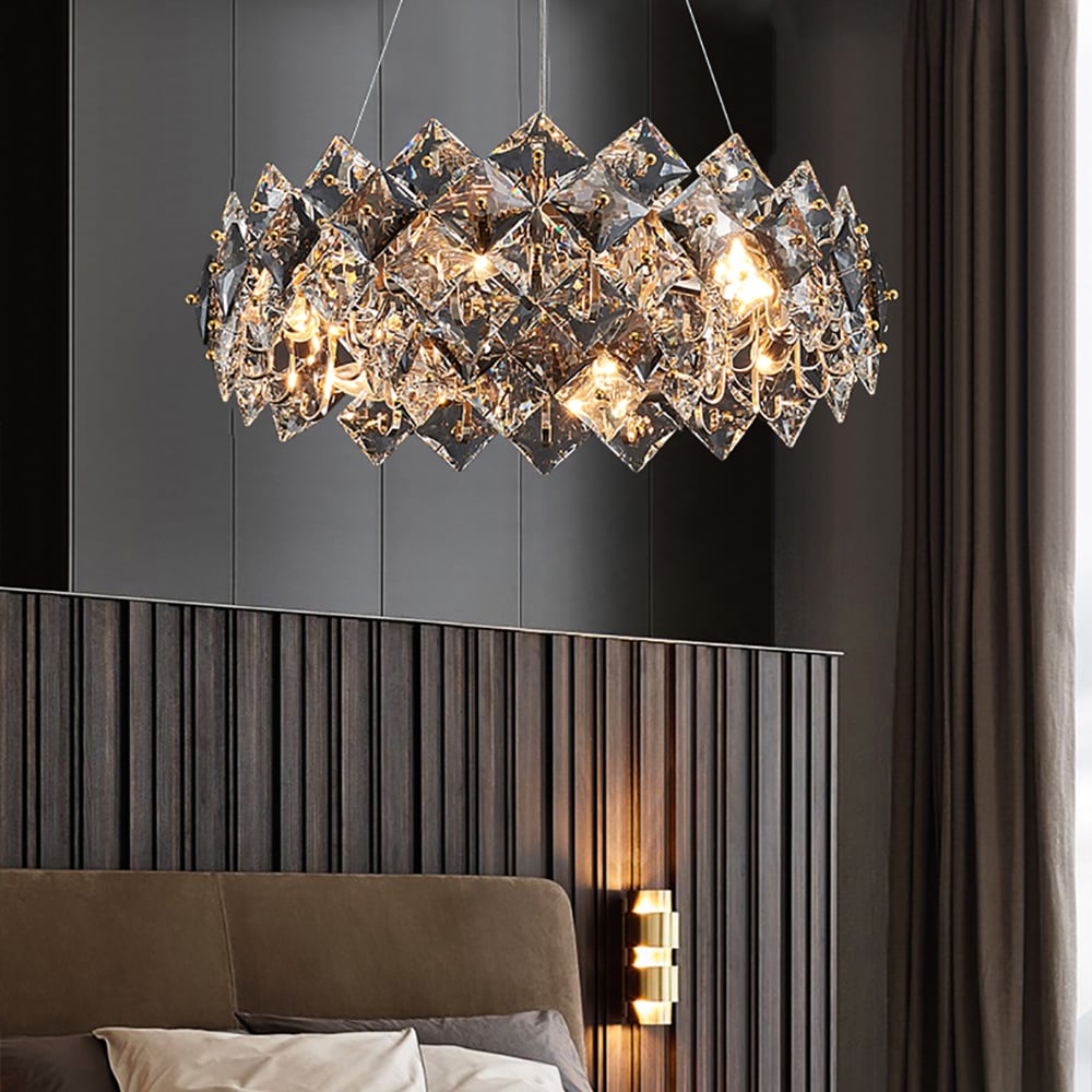 HMR - Crystack Crystal Modern Tiered Crystal Chandelier with Adjustable Cables