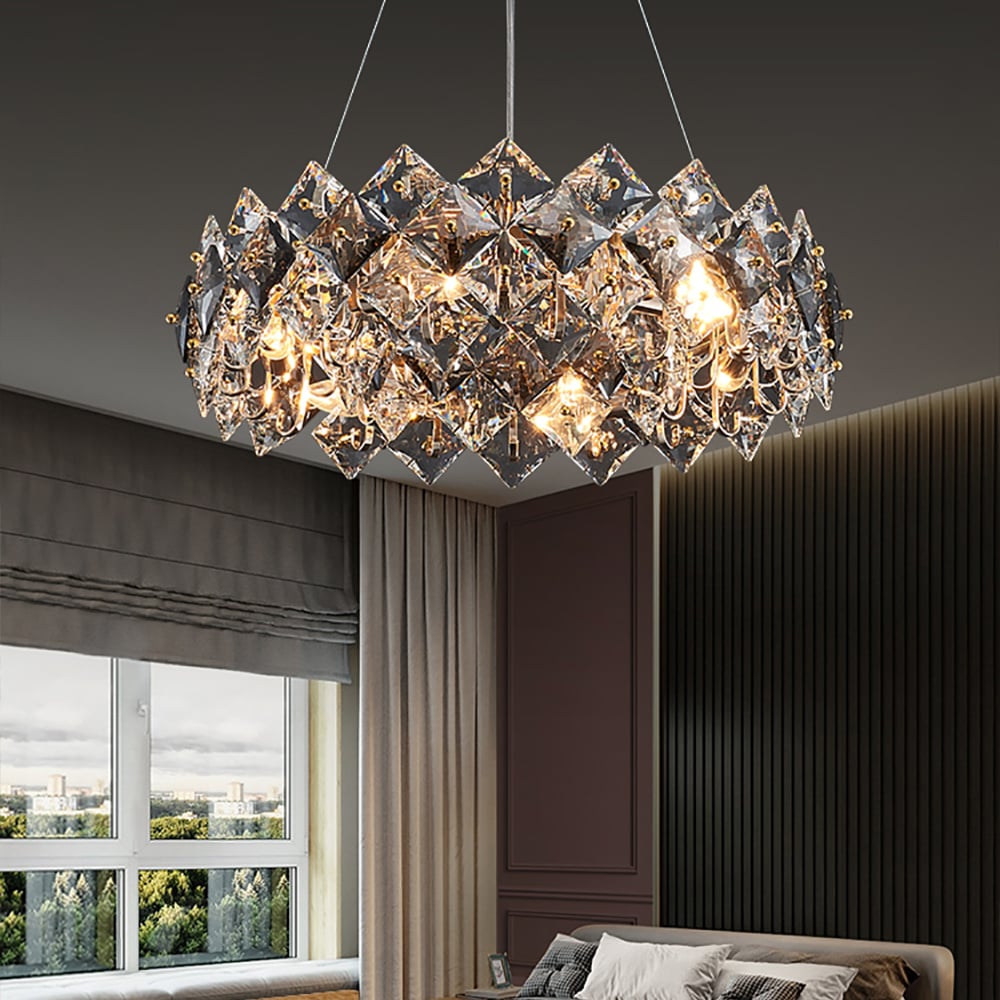 HMR - Crystack Crystal Modern Tiered Crystal Chandelier with Adjustable Cables