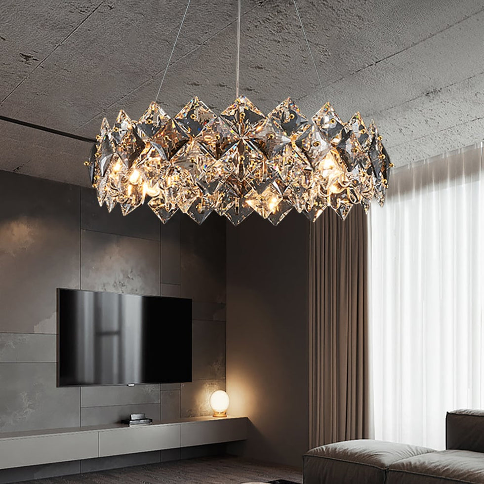 HMR - Crystack Crystal Modern Tiered Crystal Chandelier with Adjustable Cables