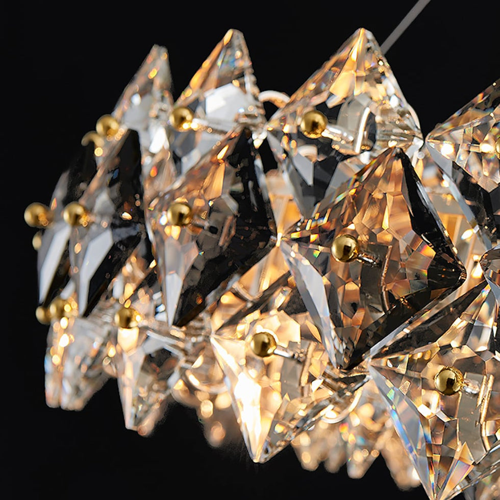 HMR - Crystack Crystal Modern Tiered Crystal Chandelier with Adjustable Cables