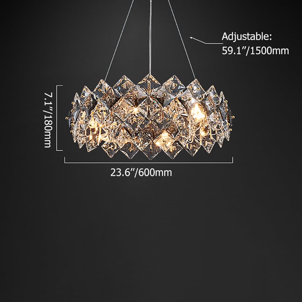 HMR - Crystack Crystal Modern Tiered Crystal Chandelier with Adjustable Cables