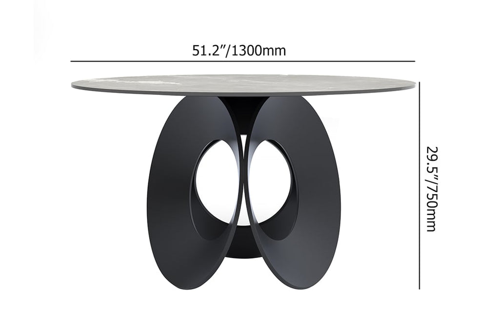 HMR - 51.2" Modern Style Round Sintered Stone Dining Table Seats 4-6 People