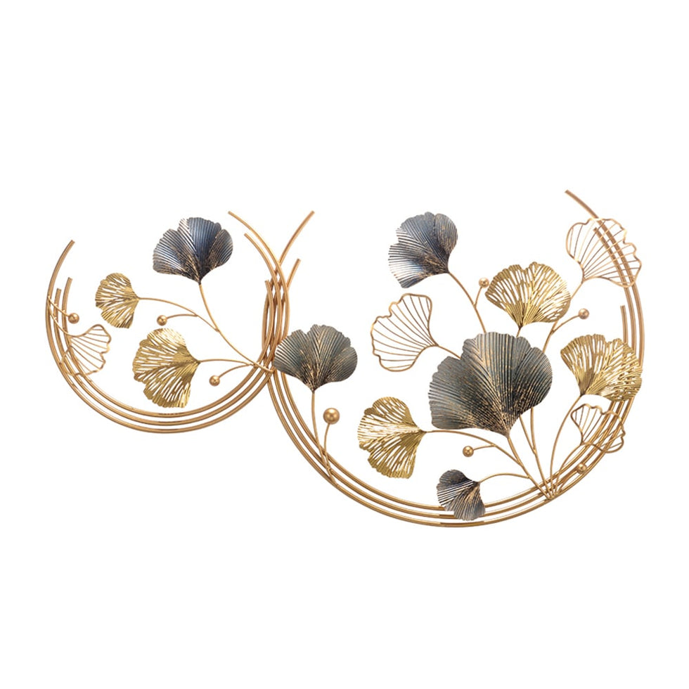 HMR - 3D Hollow-out Ginkgo Leaves Home Wall Art Decor in Gold and Gray