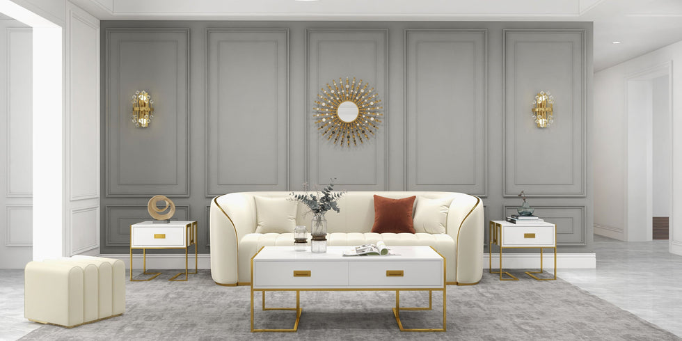HMR - 27.6" Glam Metal Round Gold Wall Mirror Sun Shine Home Decor for Living Room