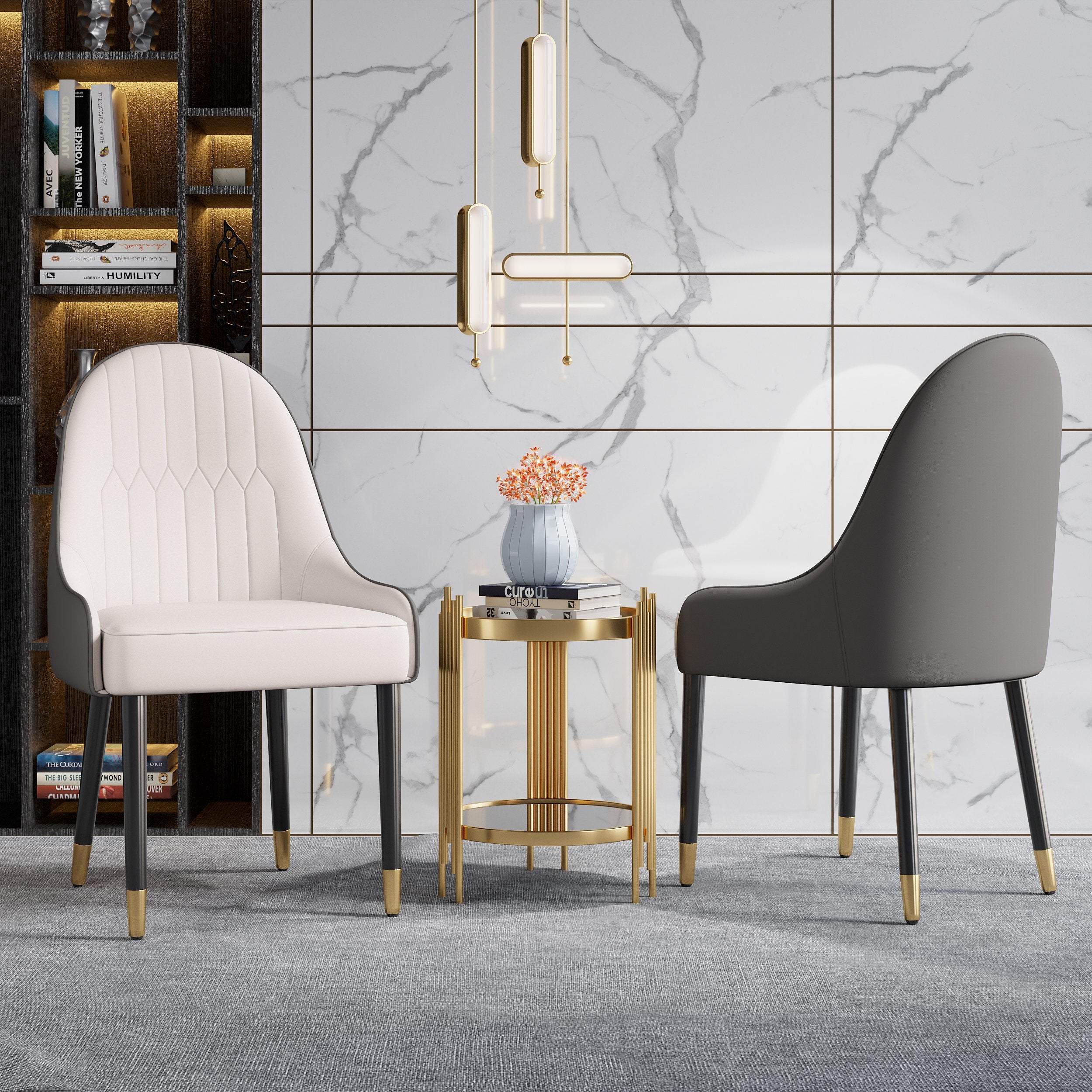 HMR - Darg Series Modern PU Leather Upholstery Dining Chairs