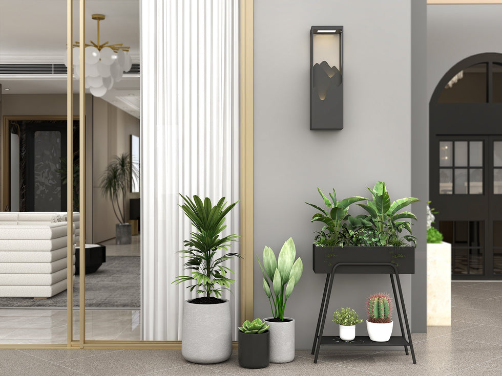 HMR - 26" Modern Flush Mounted LED Outdoor Lighting Wall Sconces Layered Cuboid