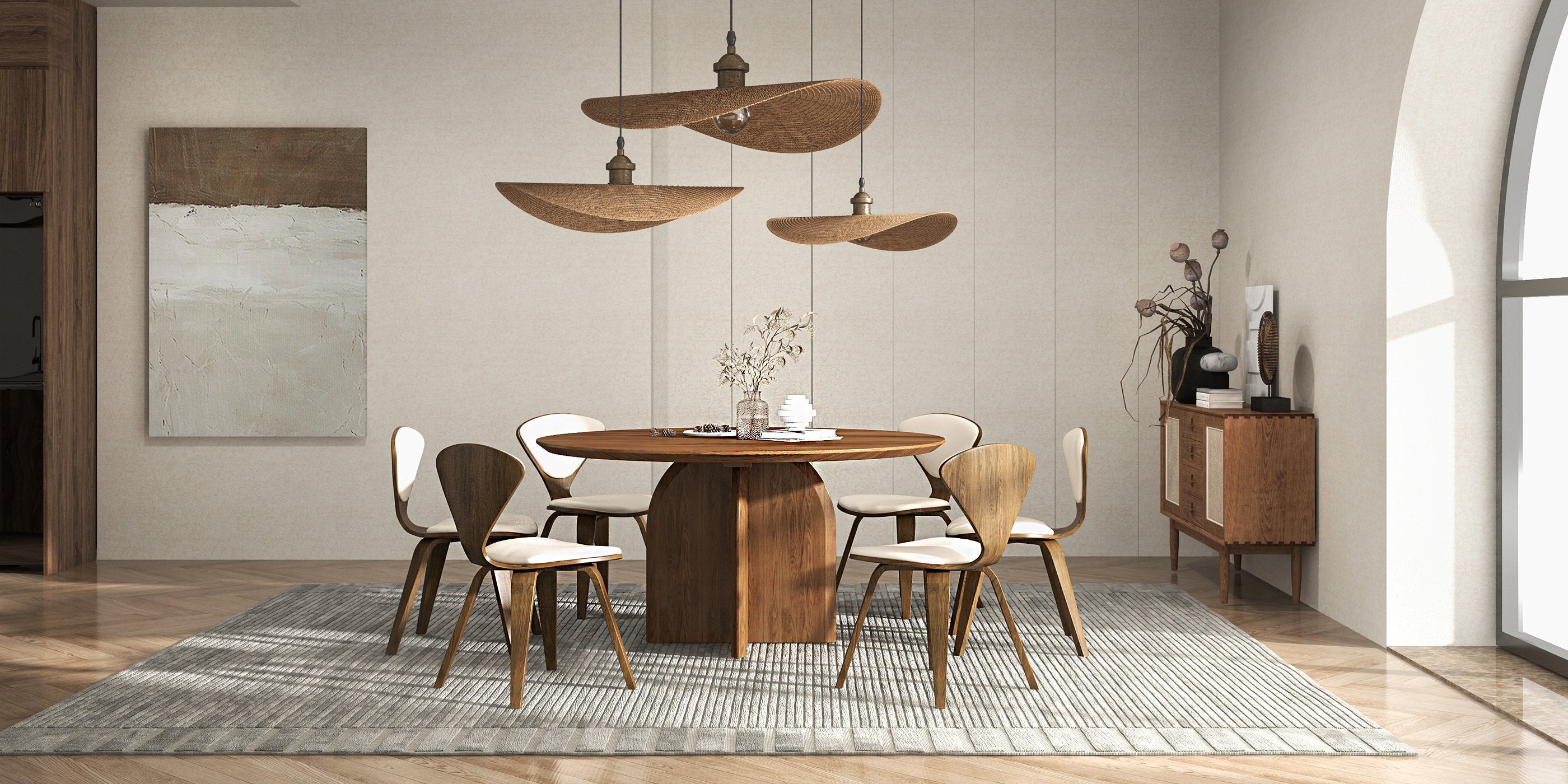HMR - Modern Wood Round Dining Table