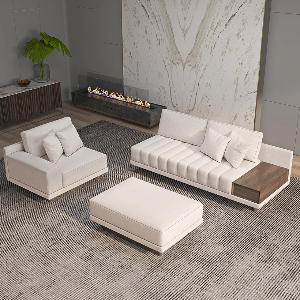 HMR - 126" L-Shaped Modular Sectional with Chaise & Ottoman