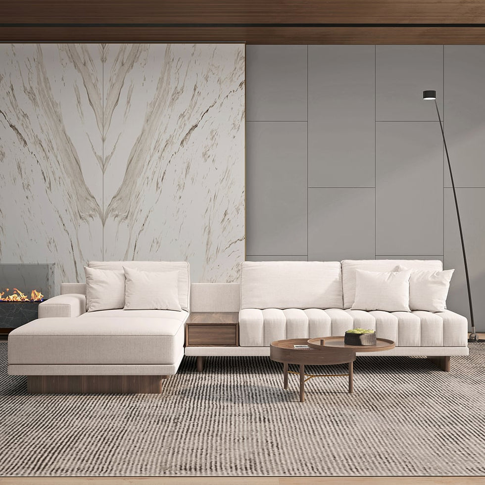 HMR - 126" L-Shaped Modular Sectional with Chaise & Ottoman