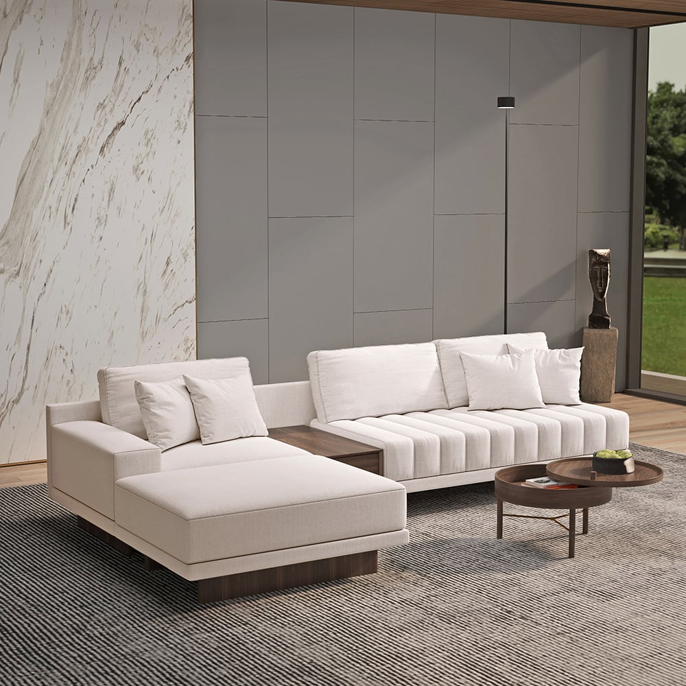 HMR - 126" L-Shaped Modular Sectional with Chaise & Ottoman