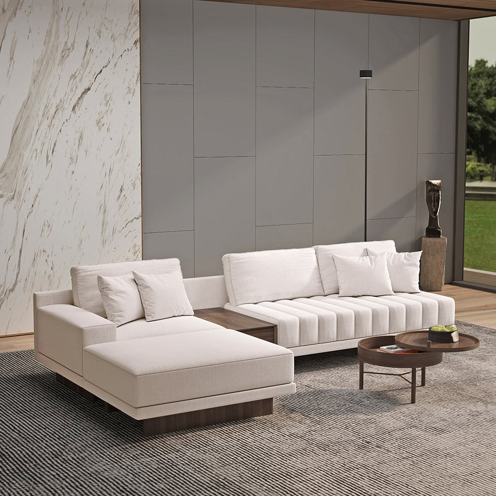 HMR - 126" L-Shaped Modular Sectional with Chaise & Ottoman