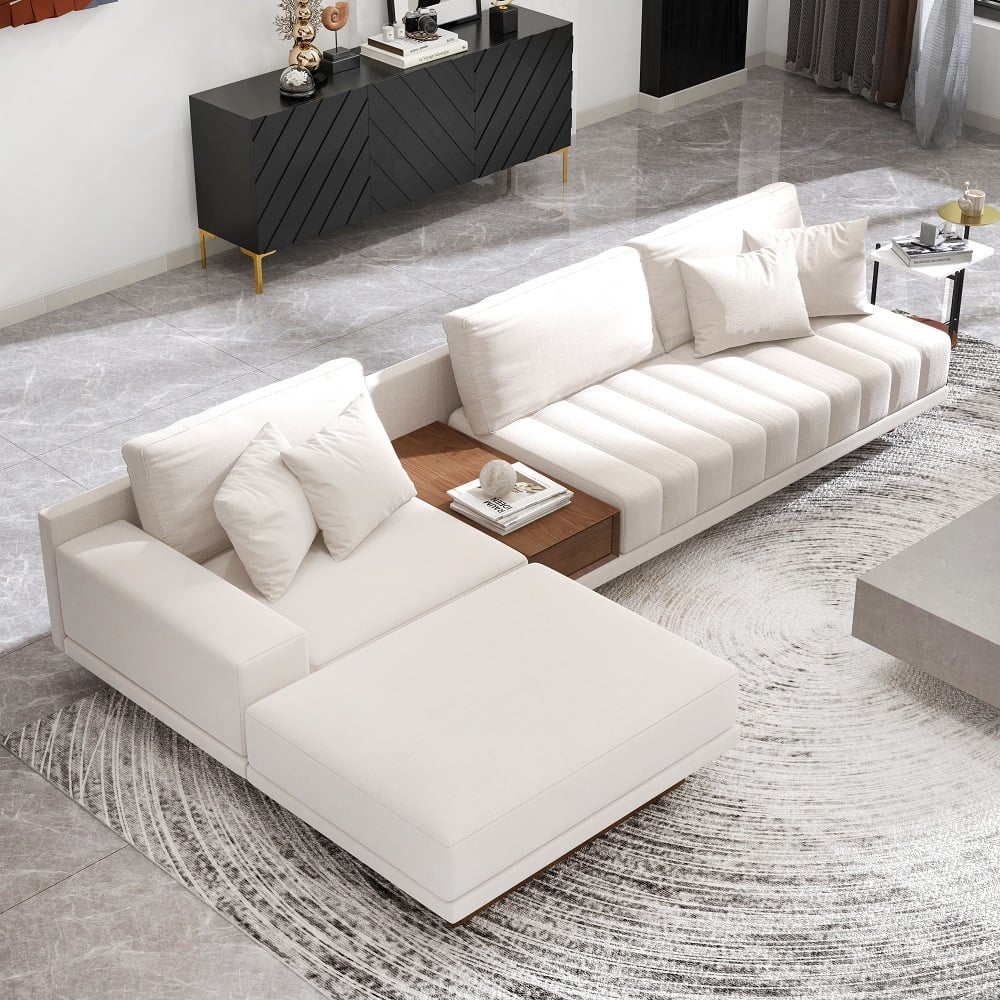 HMR - 126" L-Shaped Modular Sectional with Chaise & Ottoman