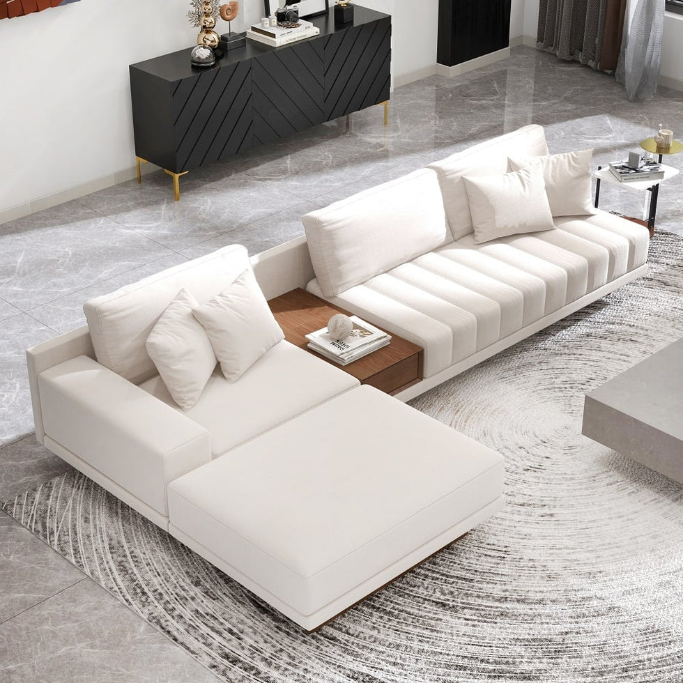HMR - 126" L-Shaped Modular Sectional with Chaise & Ottoman