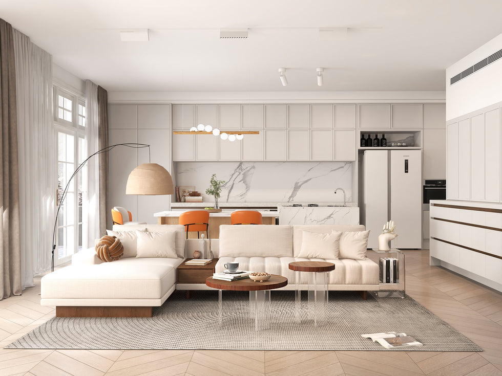 HMR - 126" L-Shaped Modular Sectional with Chaise & Ottoman