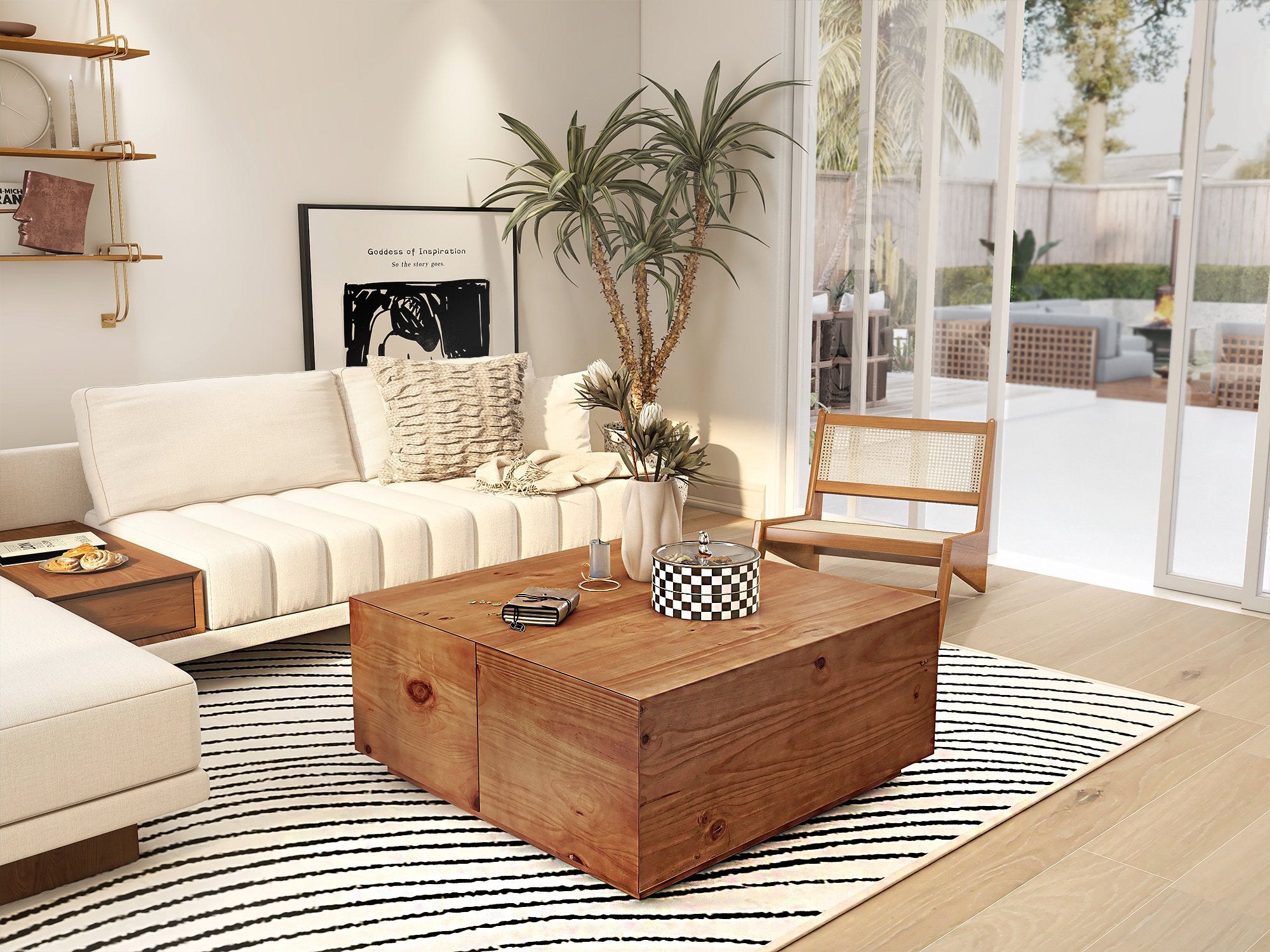 HMR - 126" L-Shaped Modular Sectional with Chaise & Ottoman