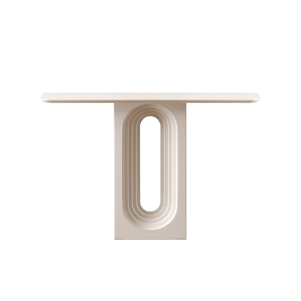 HMR - 47 Modern Japandi Narrow Wood Console Table with Geometric Pedestal Entryway Table