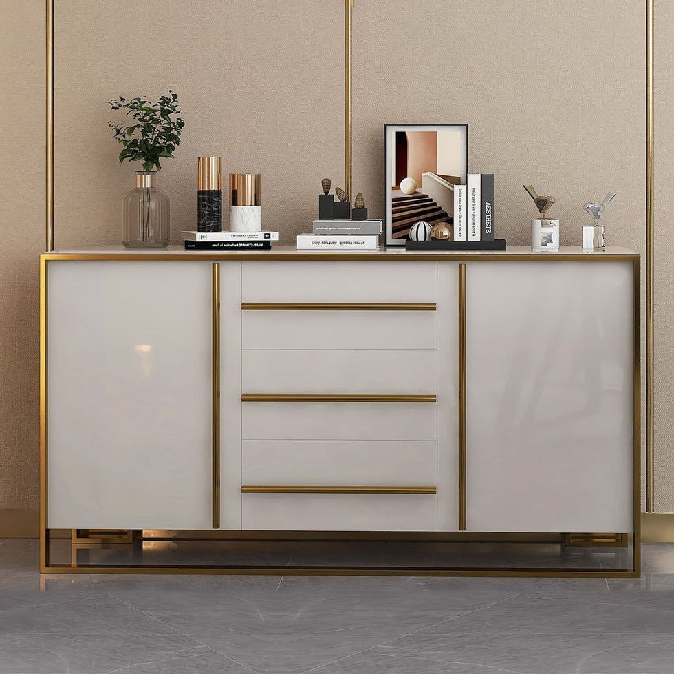 HMR - Cylina Series 59.1" Modern Wood Buffet & Sideboard with 3 Drawers & 2 Doors