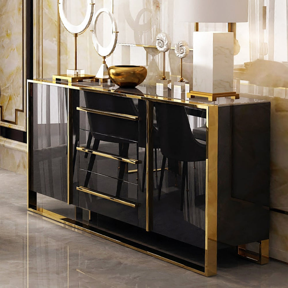 HMR - Cylina Series 59.1" Modern Wood Buffet & Sideboard with 3 Drawers & 2 Doors