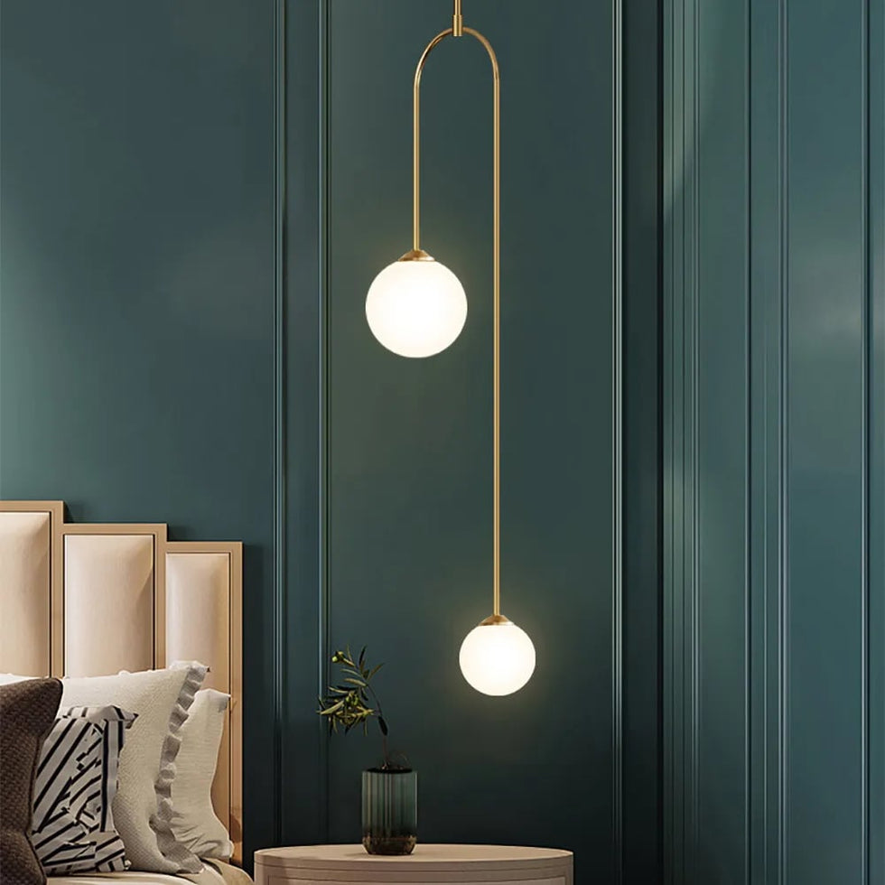 HMR - Modern Pendant Light Glass Globe 2-Light U-Shaped for Living Room and Bedroom