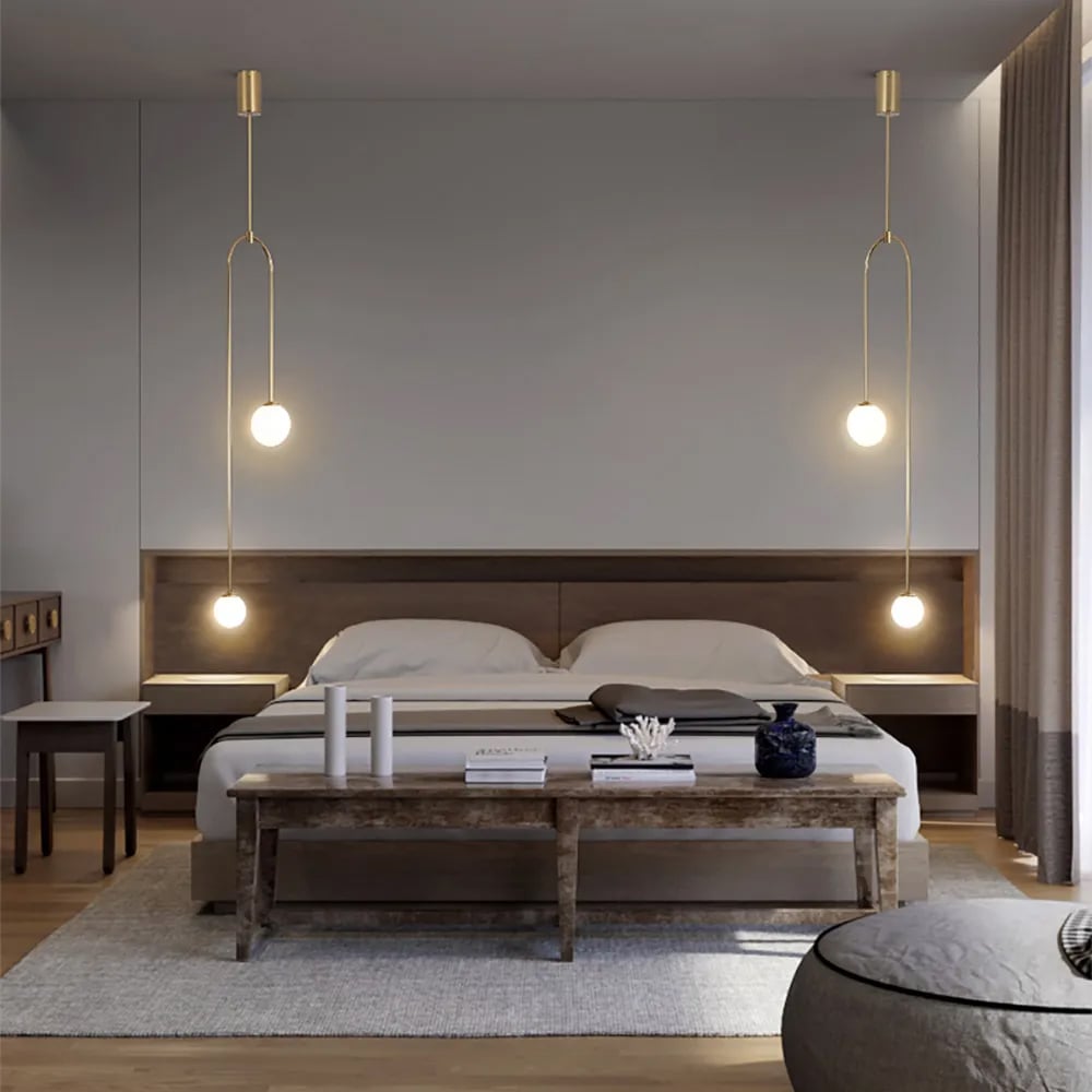 HMR - Modern Pendant Light Glass Globe 2-Light U-Shaped for Living Room and Bedroom