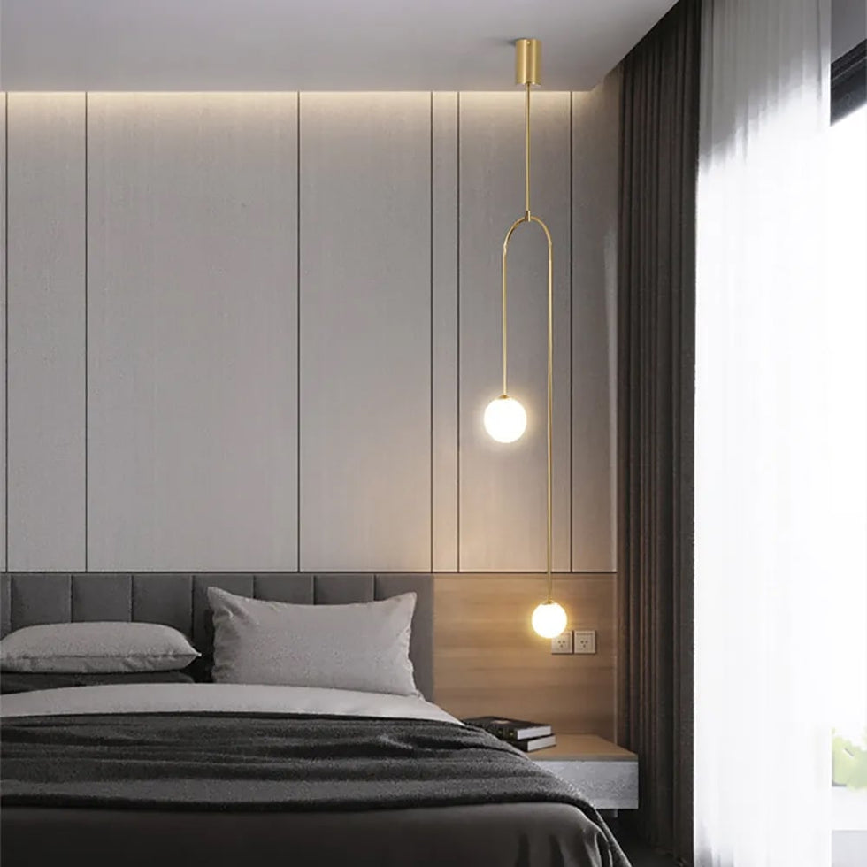HMR - Modern Pendant Light Glass Globe 2-Light U-Shaped for Living Room and Bedroom