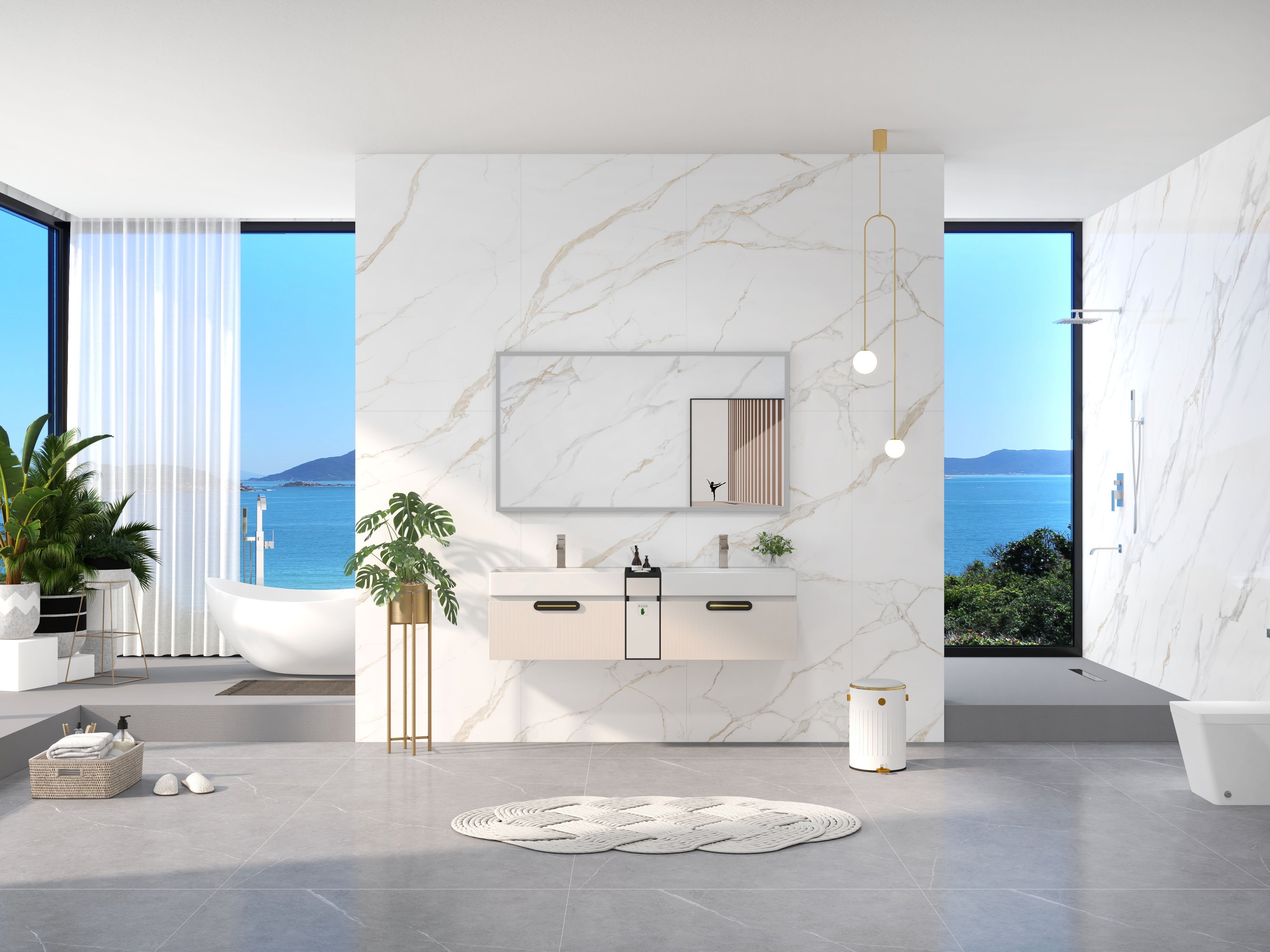 HMR - Modern Pendant Light Glass Globe 2-Light U-Shaped for Living Room and Bedroom