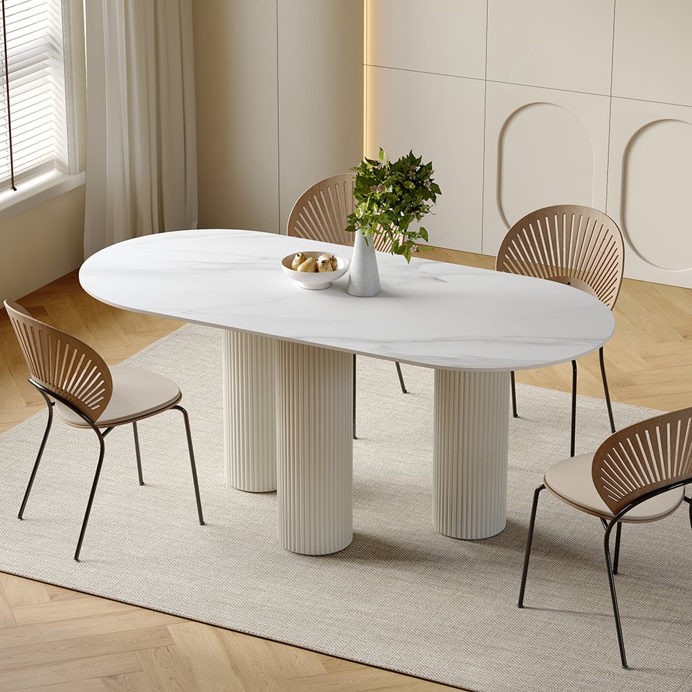 HMR - Modern Round Sintered Stone Dining Table