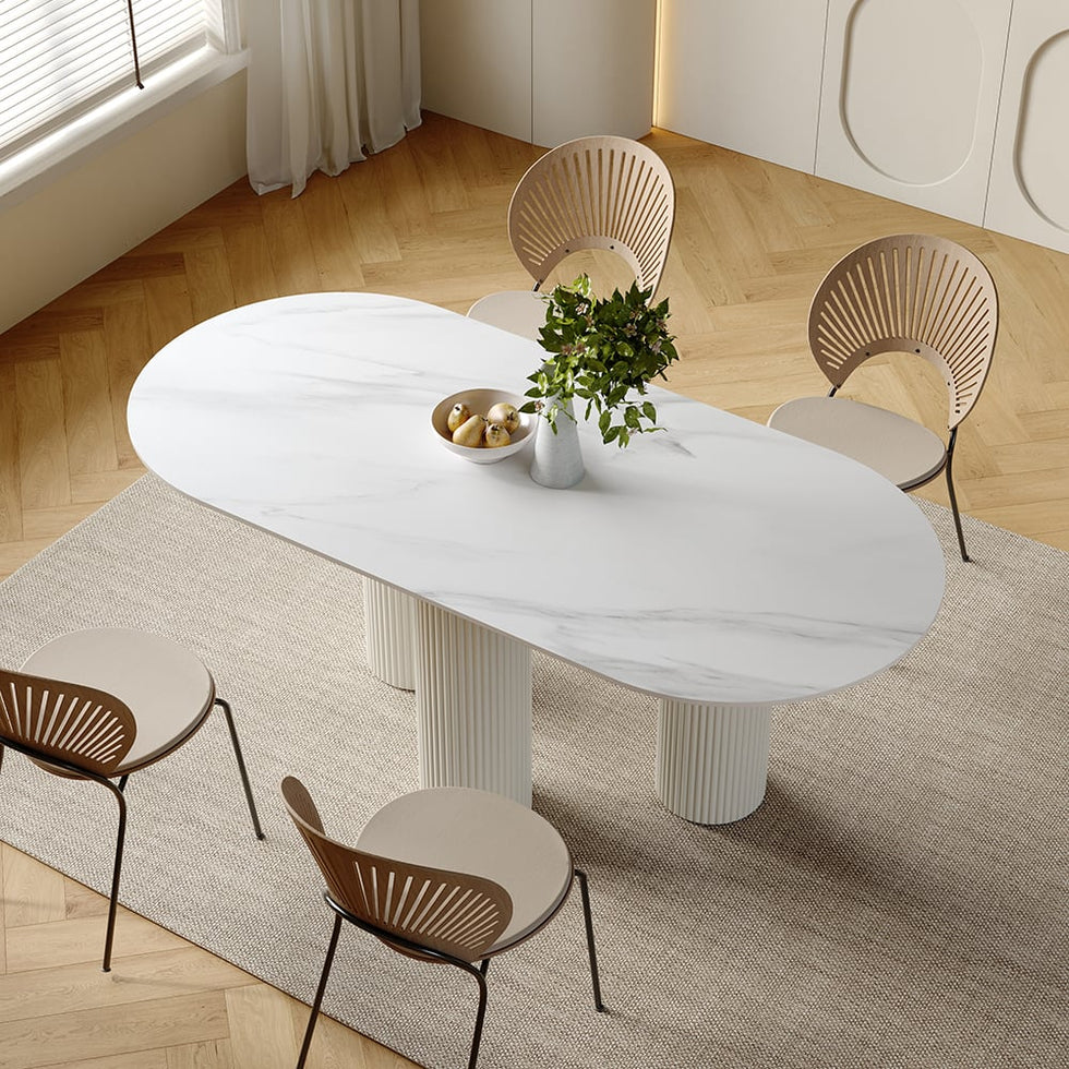 HMR - Modern Round Sintered Stone Dining Table