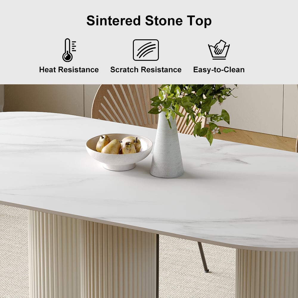 HMR - Modern Round Sintered Stone Dining Table