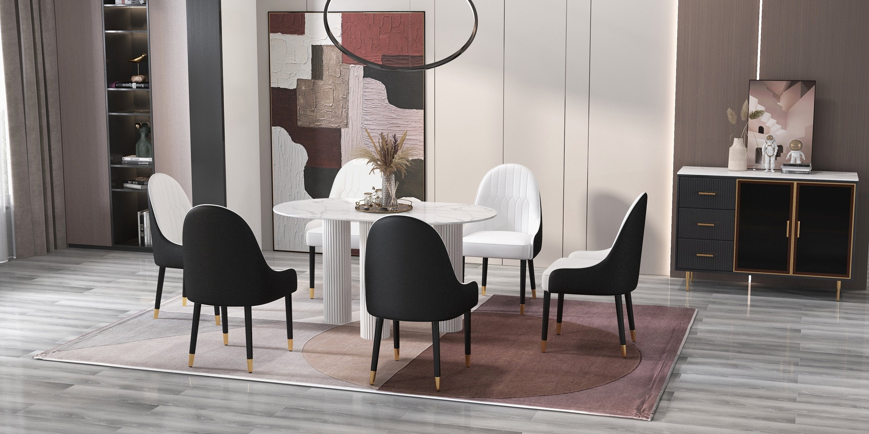 HMR - Modern Round Sintered Stone Dining Table