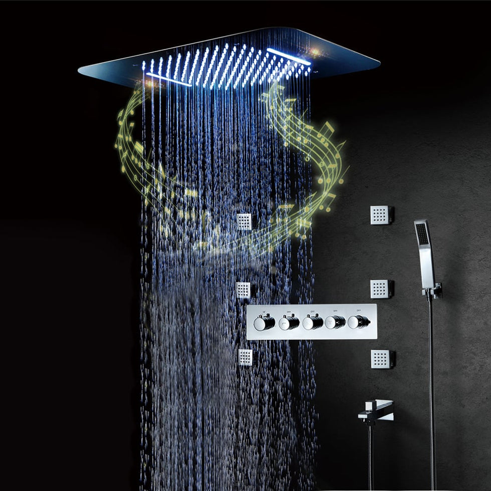 HMR - Wall-Mounted 23" Thermostatic Shower System 4 Functions