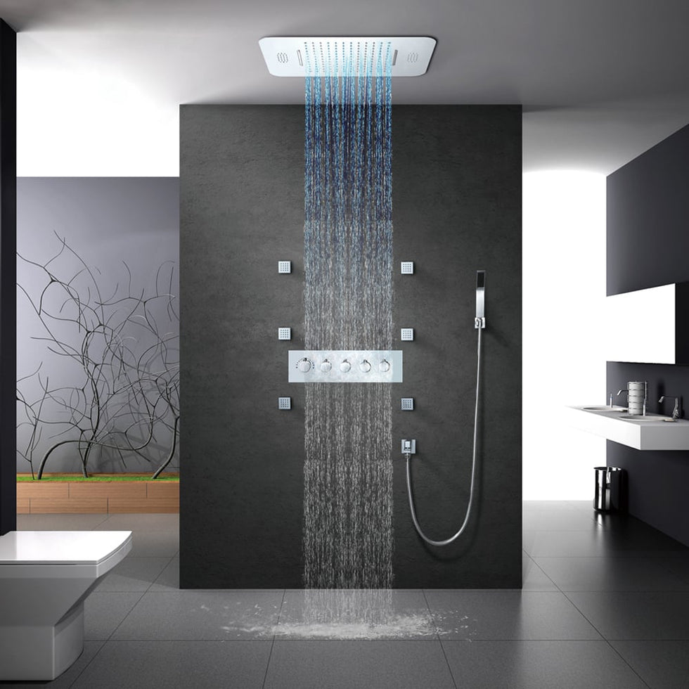 HMR - Wall-Mounted 23" Thermostatic Shower System 4 Functions