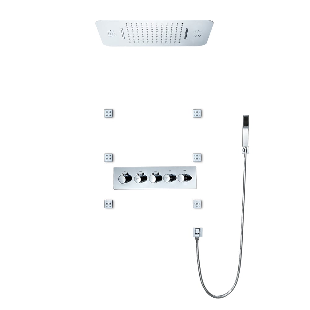 HMR - Wall-Mounted 23" Thermostatic Shower System 4 Functions