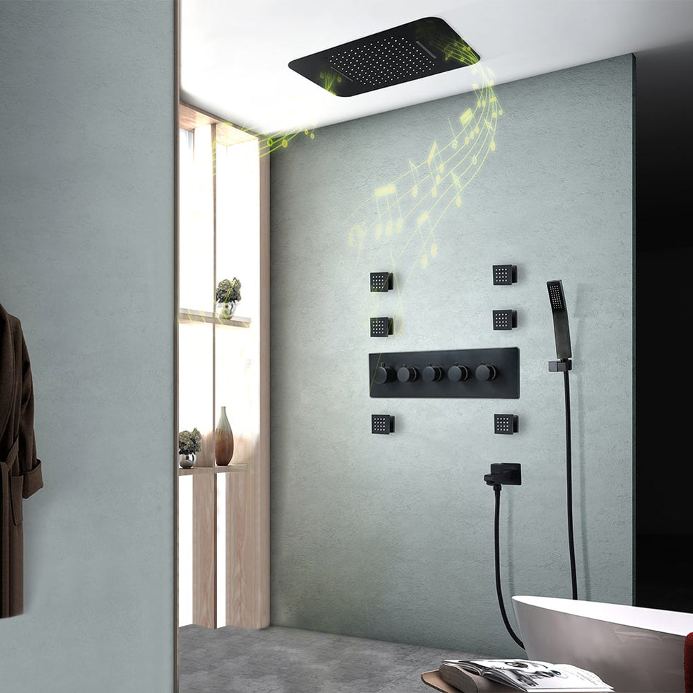 HMR - Wall-Mounted 23" Thermostatic Shower System 4 Functions