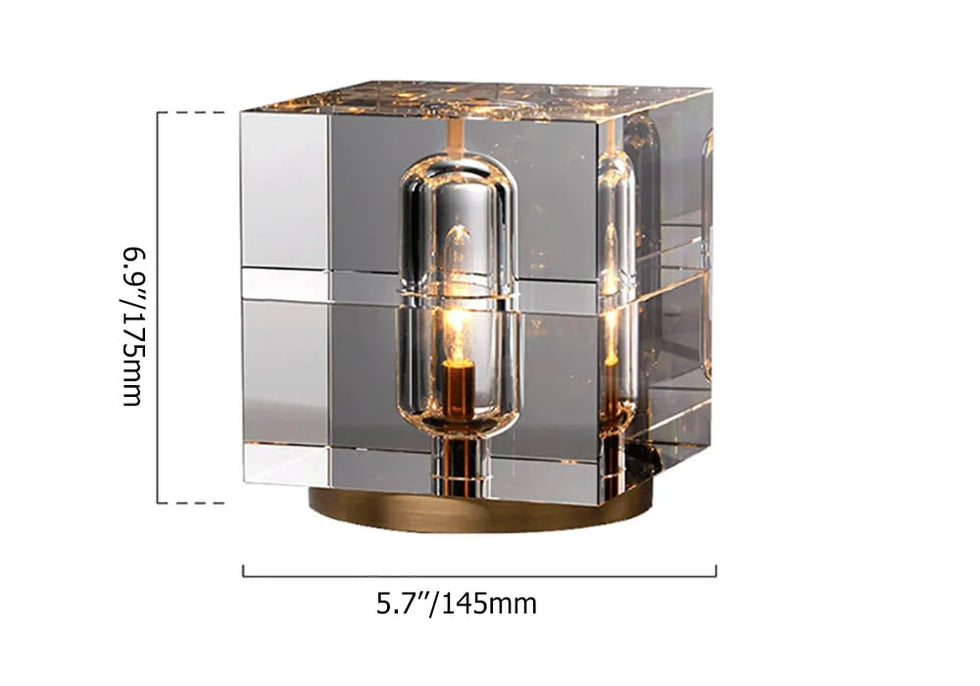 HMR - Postmodern Creative Square Crystal Glass Table Lamp 1 Light On / Off Switch