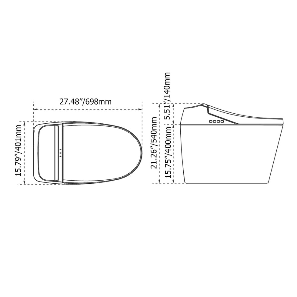 HMR - Automatic Smart Bidet Toilet with Deodorizing Function 1.28 GPF