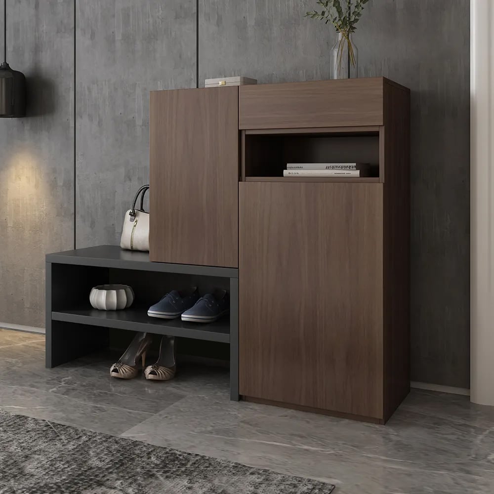 HMR - Fero Corner Shoe Storage Cabinet with 7 Shelves & 1 Drawer Entryway Shoe Storage