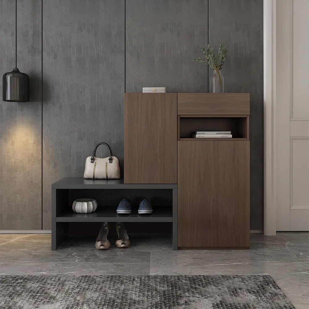 HMR - Fero Corner Shoe Storage Cabinet with 7 Shelves & 1 Drawer Entryway Shoe Storage