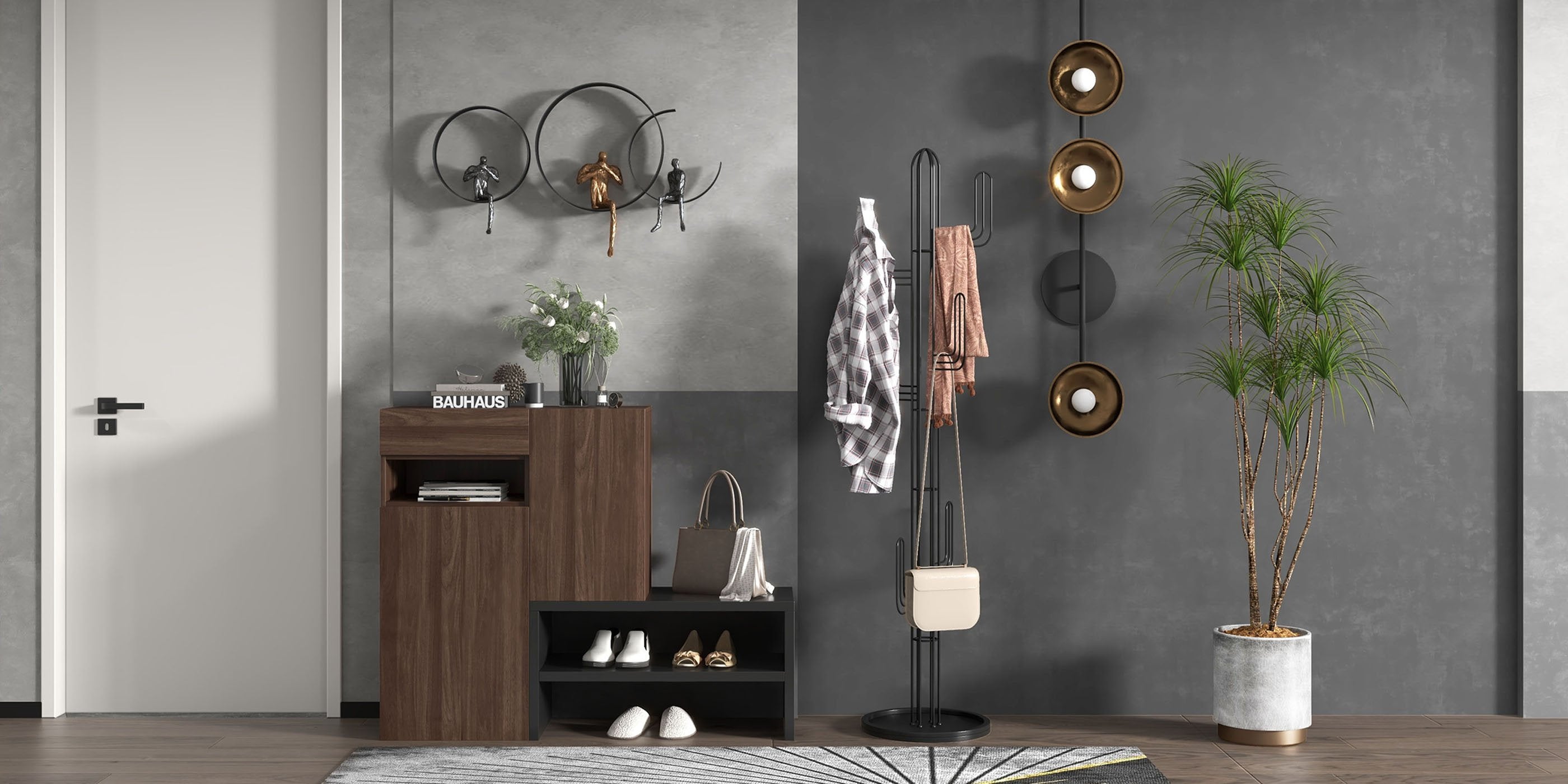 HMR - Fero Corner Shoe Storage Cabinet with 7 Shelves & 1 Drawer Entryway Shoe Storage