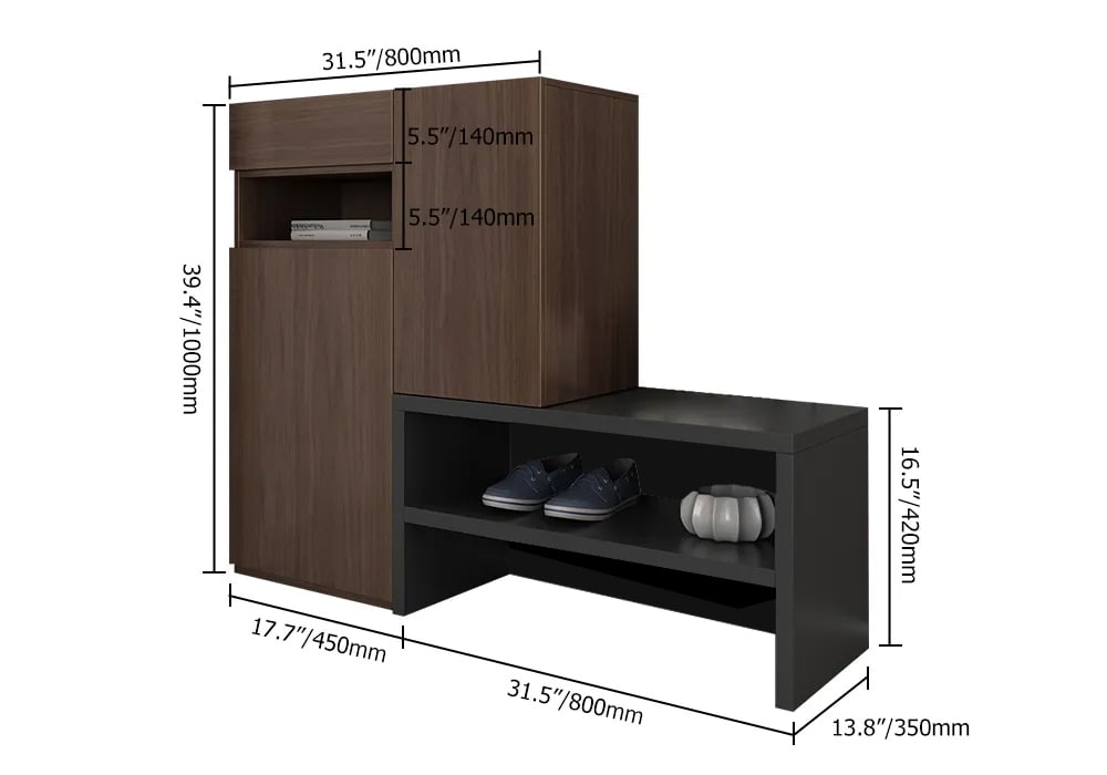 HMR - Fero Corner Shoe Storage Cabinet with 7 Shelves & 1 Drawer Entryway Shoe Storage