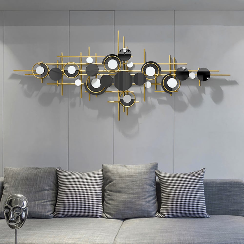HMR - Modern Abstract Metal Wall Decor with Geometric Overlapping Design