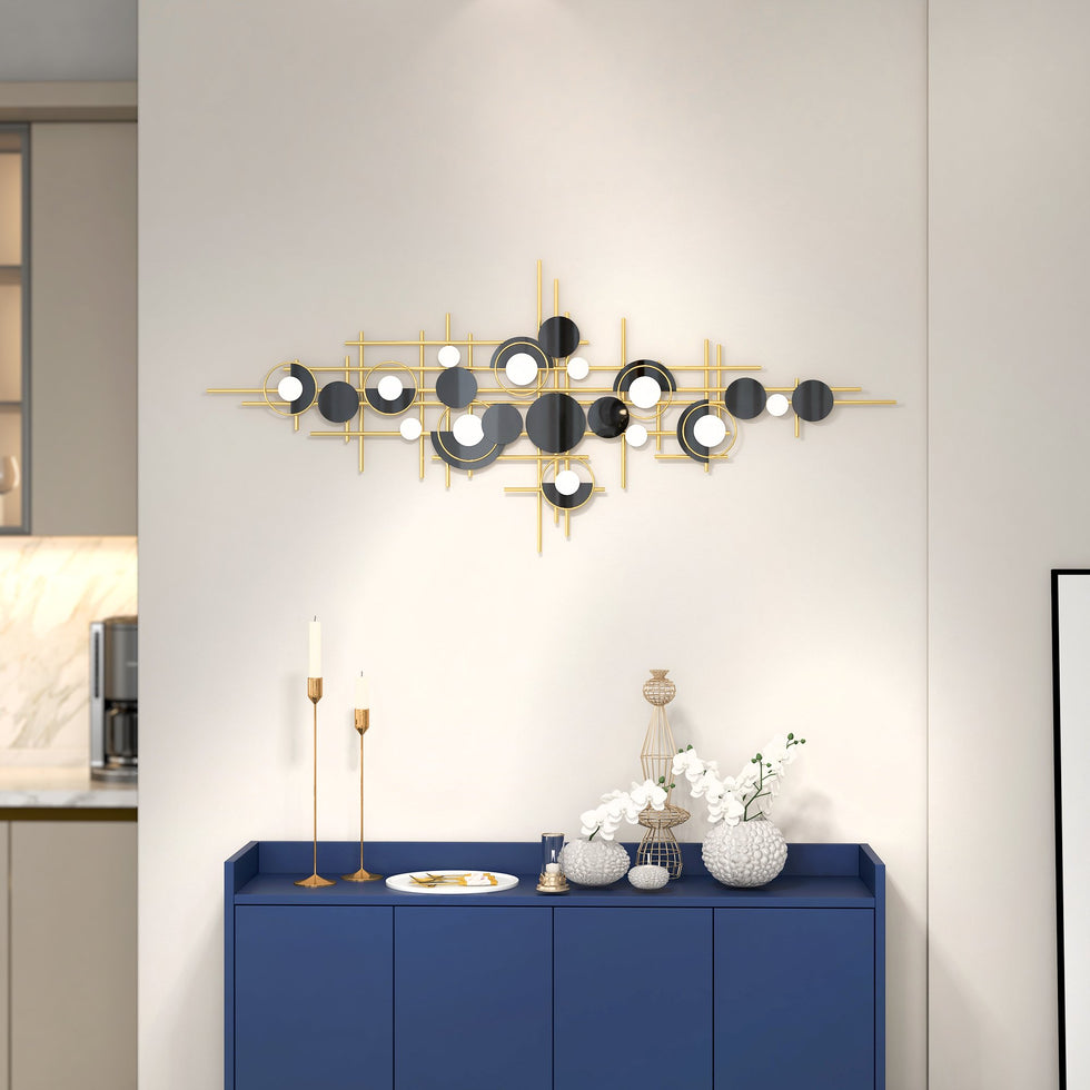 HMR - Modern Abstract Metal Wall Decor with Geometric Overlapping Design