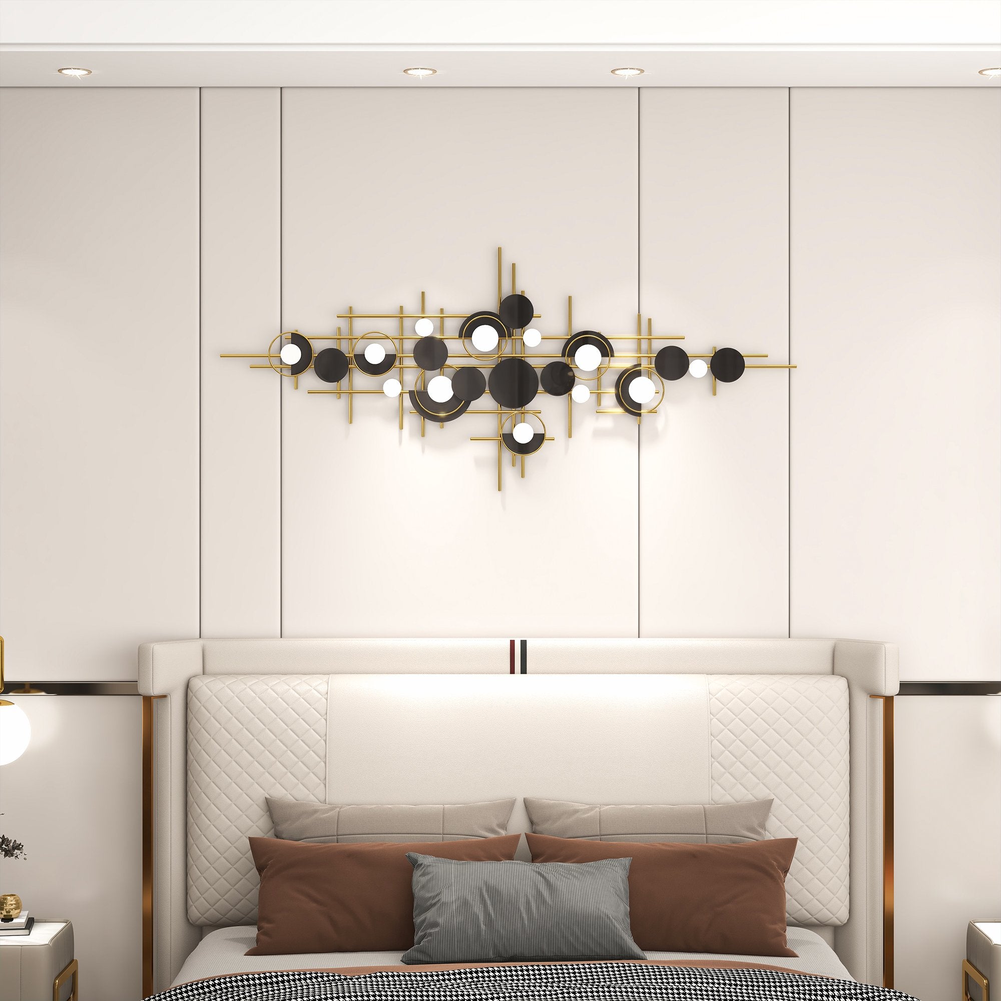HMR - Modern Abstract Metal Wall Decor with Geometric Overlapping Design