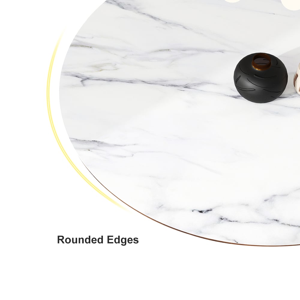 HMR - Mid-Century Modern Round Sintered Stone Dining Table